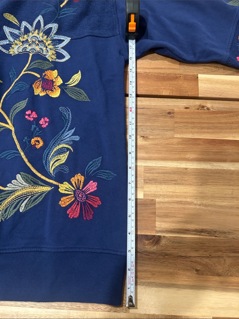 Johnny Was Blue Floral Embroidered Sweatshirt - Picture 8 of 12